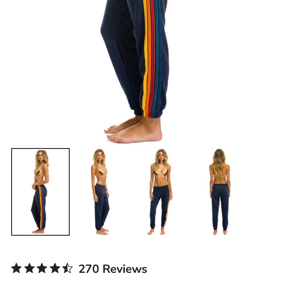 Aviator Nation Navy Joggers with Rainbow Stripe